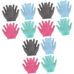 Amosfun 12 пар перчаток для очистки грязи, перчаток для чистки посуды, массажных перчаток для ванны, перчаток для скраба, перчаток для спа-скрабов, спа-перчаток, шапочки для душа, нейлоновой очистки