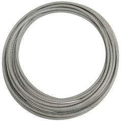 AERZETIX - C65803 - Galvanized wire ropes steel cable 10 m Ø6 mm plastic coated - DIN 3055 - tensile strength: 70 N/mm² - tow rope wire attachment inside/outside - silver