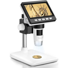 AOPICK mikroskops, LCD digitālais mikroskops 1000X 4,3 collu 1080P USB mikroskops ar 8 regulējamām LED gaismām, datora skats, saderīgs ar MacOS Windows