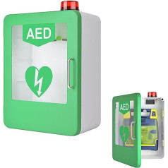 CYTBEK AED-Defibrillator-Aufbewahrungsschrank, wandmontierter Kunststoff-Herz-Defibrillations-Alarmkasten, Erste-Hilfe-Schrank mit Alarmsystem, Doppelschaltersteuerung, für Büro, Krankenhaus