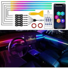 Tesla Model 3/Y/S/X Dreamcolor akrila salona LED sloksnes apgaismojums ar USB/Type C, RGB 6 in 1 ar 175 collu 593 LED sloksni priekš Tesla, Dynamic Chasing Music Sync Neona Tesla apkārtējā apgaismojuma komplekti