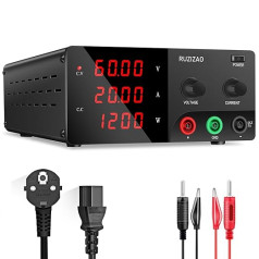 RUZIZAO Laboratory Power Supply 60 V 20 A Laboratory Power Supply High Performance DC Adjustable Power Supply 1200 W Switching Power Supply with 4-Digit LED Display Encoder Control and Output