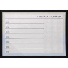 LOOQS An der Wand montiertes, trocken abwischbares Whiteboard mit schwarzem Rahmen, wiederverwendbares, magnetisches Wochenkalender-Whiteboard für den Schlafsaal im Home Office (Izmērs: 60x90cm)