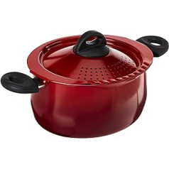 Bialetti Aluminium, Red 5.5 Quart Pasta Pot with Strainer Lid, Nonstick, 5.2 Litres