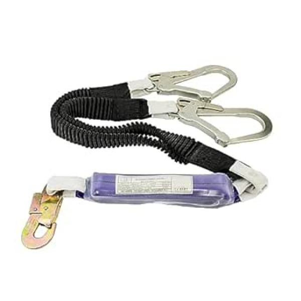 Doppelt dehnbares Anti-Drop Lanyard, Energie-Absorber, 3 Sicherheitshaken, 23KN, 25KN, CE-geprüft, EN355 EN362 zertifiziert