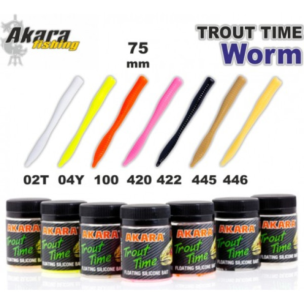 Silikona māneklis AKARA SOFTTAIL «Trout Time WORM 3» Tutti Frutti