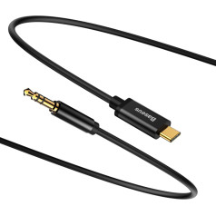 Stereo audio kabelis AUX 3.5mm Mini Jack - USB-C 120cm - melns