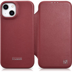 Icarer iPhone 14 ādas maciņš ar magnētisko atloku MagSafe CE Premium Leather bordo