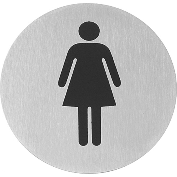 Pašlīmējošā informācijas plāksnīte WC durvīm WOMEN, nerūsējošais tērauds, dia. 75 mm - Hendi 663615