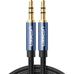 AUX audio kabelis, taisns minijack spraudnis, 3,5 mm, 5 m, zils