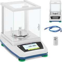 Analītiskie laboratorijas svari ar stikla vāku un LCD skārienpaneli 300 g / 0,001 g