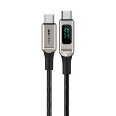 Acefast Pīts kabelis ar LED ekrānu USB-C 100W 20V 5A 2m sudrabs