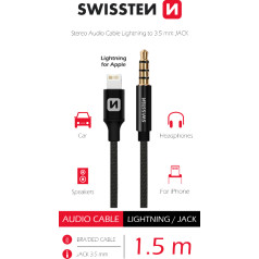 Swissten Textile Audio Adapteris Lightning / 3,5 mm / 1.5m