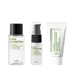 Purito Centella ceļojumu komplekts bez smaržas (mini) / toneris 30 ml, serums 15 ml, krēms 12 ml