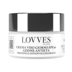 Lovves dienas sejas krēms SPF 30, augsta dabīgā kosmētika, mitrinošs, novērš vieglu novecošanos, kontrastē grumbas un traipus, uzlabo ādas elastību, stikla burciņas formāts 50 ml