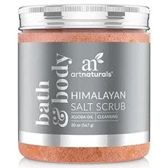 Artnaturals Art Naturals Himalaya sāls skrubis 566 g, dziļi attīrošs ķermeņa skrubis | Ar Karite/Šī sviestu un jojobas eļļu | Barojošs pīlings starojošai ādai | Mitrinošs