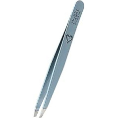 Rubis Tweezers Heart - Eyebrow Tweezers Slanted with Heart Engraving - Light Blue