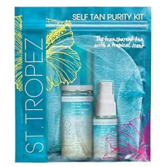 St. Tropez Self Tan Purity pašiedeguma komplekts, skaistuma dāvana sievietēm ar šķidrām pašiedeguma putām, pašiedeguma sejas aerosolu un aplikatora cimdu uzklāšanai