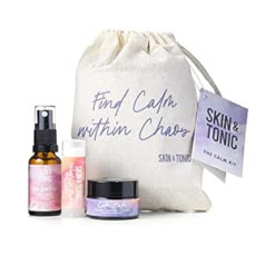 Skin & Tonic Calm Kit satur Calm Balm Rose Mist un Nude lūpu balzamu ar kokvilnas maisiņu sausai, jutīgai ādai / nomierinošai