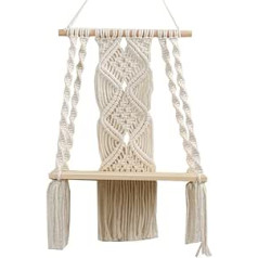 BICBLL Boho Macrame sienas piekarināmais plaukts ar rokām darināts austs pušķu gobelēns sienas dekors Koka peldošs glabāšanas pakaramais mājas sienu dekorēšanai