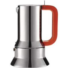 Alessi 9090 Manico Forato 9090/3 100 — dizaina espresso kafijas automāts 3 tases, izgatavotas no 18/10 nerūsējošā tērauda ar magnētisku pamatni, perforēts un krāsains rokturis, oranžs, 12 cm