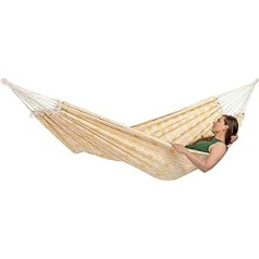 AMAZONAS Carioca XXL Hammock Gold Jacquard Lying Surface 250 x 175 cm for 2 People up to 200 kg in Natural Light Yellow Recycled Cotton Soft Very Stable Elegant Look Handwoven (Gold)