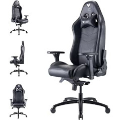 Com4Gaming Argon 2023 Onyx Chair, игровое кресло с дышащей искусственной кожей, искусственная кожа, черный оникс, 165–195 см