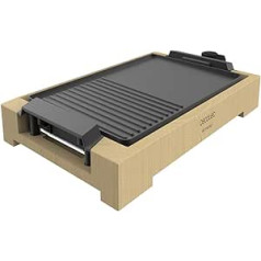 Cecotec Tasty & Grill 2000 Bamboo Electric Grill and Hotplate 2000 W Bamboo Frame Adjustable Thermostat Mixed Surface Dishwasher Safe