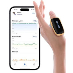 WearO2 pulsa oksimetra pirkstu oksimetrs, Bluetooth skābekļa piesātinājuma mērītājs, asins skābekļa mērītāja pirksts, uzlādējams ar Bluetooth lietotni un vibrāciju, ar 16 stundu akumulatora darbības laiku