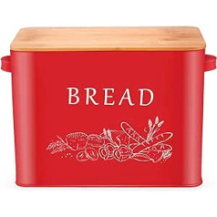 Herogo maizes tvertne, metāla maizes tvertne ar koka vāku maizes dēļa griešanai, īpaši liels maizes turētājs lielam klaipam, vietu taupoša maizes uzglabāšana virtuves galda virsmai, 33 x 18 x 24,5 cm