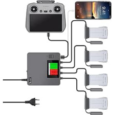 LYONGTECH LCD akumulatora lādētājs priekš DJI Mini 4/3 Pro, Mini 3, drons, paralēlā akumulatora uzlādes stacija, lādētāja centrmezgls, displeja uzlādes piederumi