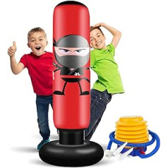 EIVONDA bērnu boksa maiss, 160 cm, piepūšamā nindzju bumba, stāvošs boksa maiss ar gaisa sūkni treniņiem, boksam, MMA karatē taekvondo un ēkas enerģijas izvadīšanai bērniem