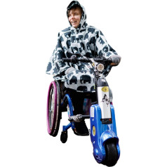 Pieaugušo ratiņkrēsla pončo | Ūdensizturīgs lietus pončo bērniem no 11 gadu vecuma līdz pieaugušajiem | Universal Fit | Smailes vāciņš | Poppers zem zoda un rokām | Nāk ar savu maciņu