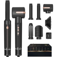 7-in-1 Hot Air Brush Airstyler Set, Hair Dryer Brush Hairstyler Set, 110,000 RPM Ion Hair Dryer Warm Air Brush with Hair Dryer, Left Right Curling Iron, Round Brush Hairdryer, Thermal Brush, Hair