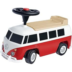 BIG Bobby Car Baby VW T1 (sarkans/balts) — bērnu transportlīdzeklis ar čukstu riepām, skaņas signālu un sakabes āķi — slīdmašīna maziem bērniem un bērniem no 18 mēnešiem (līdz 50 kg)