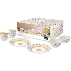 Villeroy & Boch Toys Delight brokastu komplekts 2, 6-daļīgs, Ziemassvētku galda piederumu komplekts 2 personām no The Anniversary Edition, porcelāns, balts