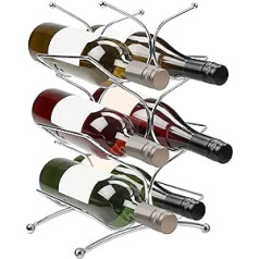 Belle Vous Wine Rack Metal Stainless Steel Bottle Rack Wine Stand Shelf - Holds 6 Bottles - Bottle Carrier Metal Wine Bottle Holder Metal with 3 Levels Freestanding as Bottle Rack for Kitchen, Cellar