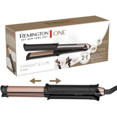 Remington taisnotāji un lokšķēres [2-in-1 Multistyler] One Straight & Curl Styler (taisnošanas/kērlinga režīms ar pārslēdzamu apsildāmu ārējo virsmu) 150-230°C, digitālais displejs, matu taisnotājs