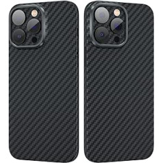 memumi Carbon Case iPhone 14 Pro Max, 0,5 mm īpaši plāns futrālis, kas izgatavots no īstas aramīda šķiedras [100% aramīda šķiedras] ar militāras kvalitātes aizsardzību pret kritieniem iPhone 14 Pro Max — melns