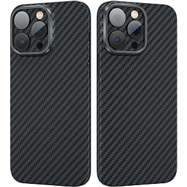 memumi Carbon Case iPhone 14 Pro Max, 0,5 mm īpaši plāns futrālis, kas izgatavots no īstas aramīda šķiedras [100% aramīda šķiedras] ar militāras kvalitātes aizsardzību pret kritieniem iPhone 14 Pro Max — melns