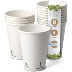 BIOZOYG organisko kafijas tasīšu kartons I kompostējams un bioloģiski noārdāms trauku dzeršanas konteiners kartona krūze vienreizējās lietošanas kafijas krūze baltā krāsā ar ikonas apdruku