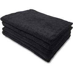 6 Hand Towels Terry Sponge Black Hairdresser 50 x 90 cm