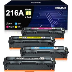 216A (ar mikroshēmu) tonera kasetnes, lai aizstātu HP 216A tonera komplektu W2410A W2411A W2412A W2413A, kas paredzēts HP Color Laserjet Pro MFP M183fw M182n M182nw M155a M155nw, melns zils dzeltens.