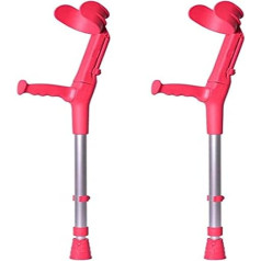 Pack of 2 Kids Unterarm Walking Crutch BCR/| Alumīnijs | Divkārši regulējami augstumā un elkonī) | Korallenrote krāsa