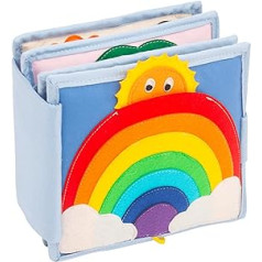 6-сторонняя мини-тихая книжка Jolly Designs Sunshine — развивающая игрушка Монтессори из высококачественной ткани для развития двигательных навыков у малышей и малышей от 18 месяцев.