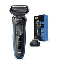 Braun Electric Shaver Series 5 with Precision Trimmer Attachment for Trimming Moustache and Sideburns, 100% Waterproof, 2 Pin Bathroom Plug, 50-B1200s, Blue Shaver