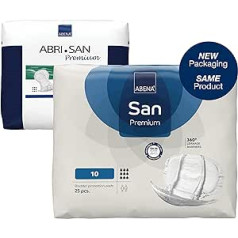 ABENA San Premium Incontinence Pads for Men and Women, Breathable and Comfortable, Quick Absorption, Discreet and Effectively Shaped Incontinence Pads for Men/Women, Premium 10, 2800 ml