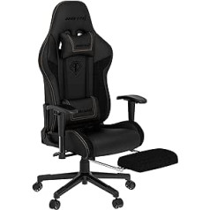 Anda Seat Jungle 2 Gaming Chair Black with Footrest - Premium Leather Gaming Chair, Ergonomic Office Chair with Lumbar Support - Gamer Chair for Adults and Teenagers