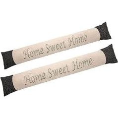 Valia Home 2 x caurvēja nosūcējs dubultā iepakojumā, vēja aizbāznis durvīm un logiem, nosvērts ar smilšu bēšs pelēks Home Sweet Home 100 x 15 cm garš