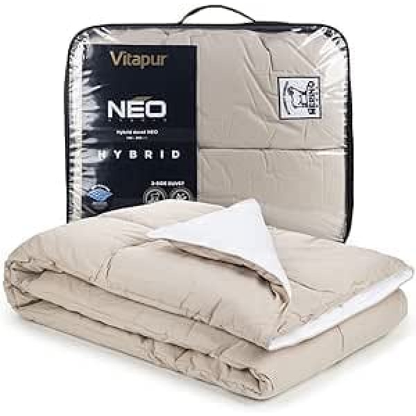 Vitapur hibrīda sega 4 sezonām - Neo Luxury Comfort ar merino vilnu, sega 200 x 200 cm, piemērota alerģijām